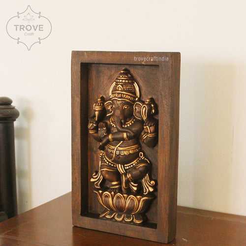 Hand Carved painted Lord Ganesha Idol