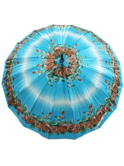 Artistic Full Size Umbrella Floral Blue Parasol Kids & Adults Costume Accessories