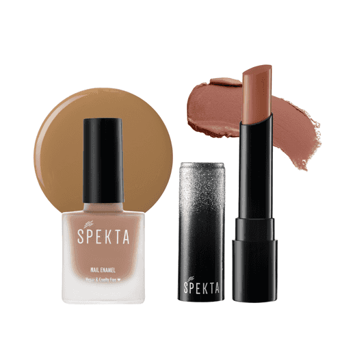 Lips & Tips Lipstick and Nail Polish Set- Nude Brown (Street Smart 101, 19)
