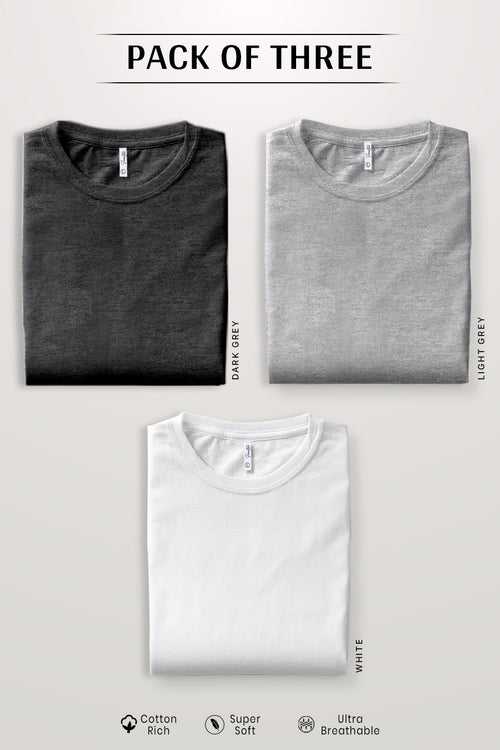 Pack 3 - Dark Grey, Light Grey & White - Classic Crew