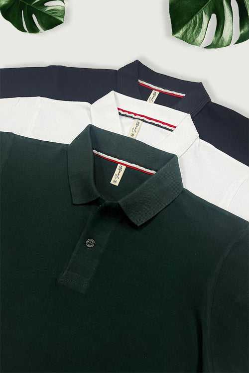 Pack 3 - White, Army Green & Black - Classic Polo