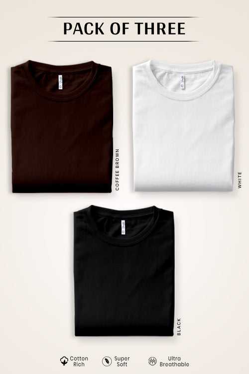 Pack 3 - Black, Coffee & White - Classic Crew