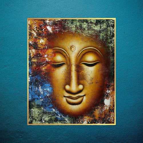 Abstract Gold Buddha Handmade Acrylic Painting