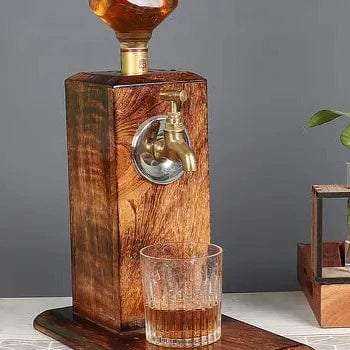 Mango Wood And Brass Drink Dispenser