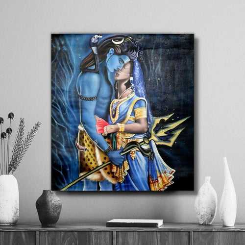 Shiva & Parvati Handmade Acrylic Painting