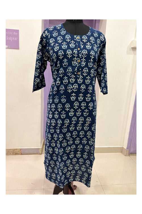 Southloom Jaipur Cotton Indigo Blue Printed Kurti