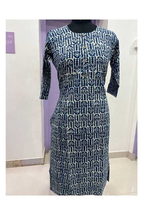 Southloom Jaipur Cotton Indigo Blue Printed Kurti