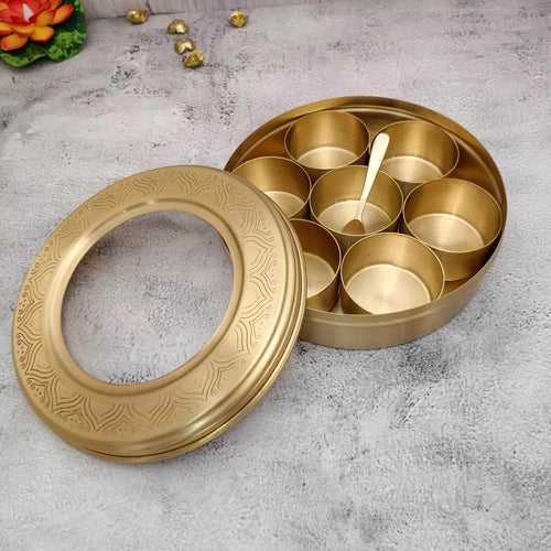 Brass Masala Box - Container Set For Kitchen