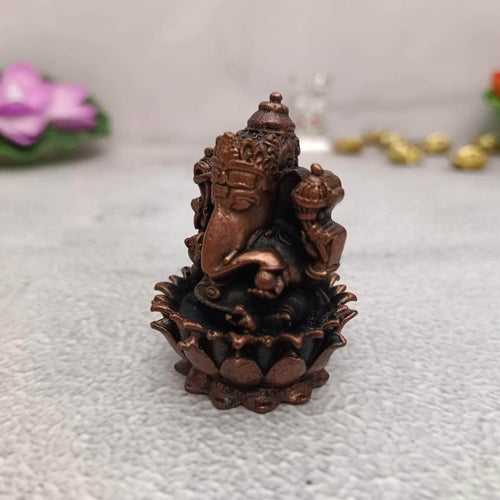 Copper Lotus Ganesha Idol
