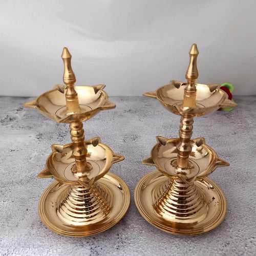 Brass Panchmahal Deepa Pair 6"