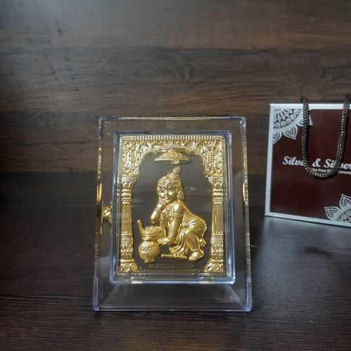99.9 Gold Little Krishna Frame 5" inch