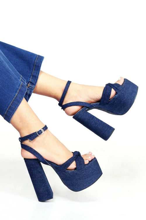 Ziva Denim Mega Platform Heels