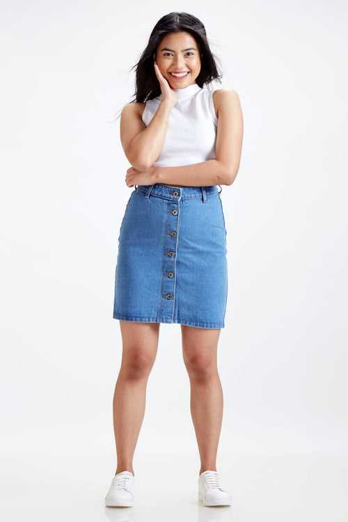 Miami High Waist Denim Skirt