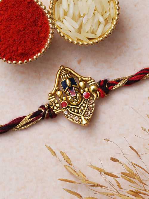 Lord Balaji Religious Designer Rakhi for Brother with Roli Chawal Pack