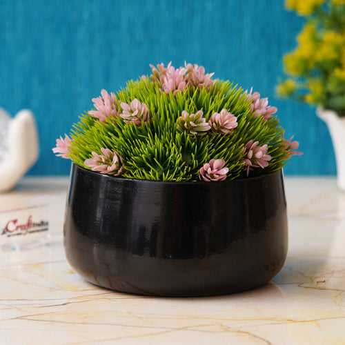 Black Metal Planter Flower Vase Pot for Indoor Outdoor Plants, Living Room, Balcony, Gardening, Tabletop, Home, Office Decor, Set of 1