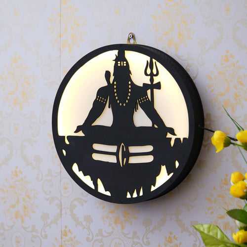 Lord Shiva Wooden Cutout LED Light Lamp Decorative Wall Hanging