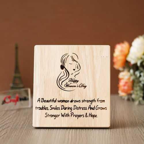 "A Beautiful Woman Draws Strength" Quote Tabletop Wooden Showpiece