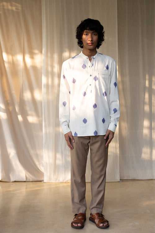 Floating Dots Band Collar Shirt