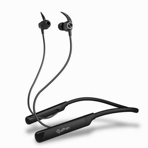 PTron Tangent Sports, BT5.2 Headphone, HD Mic, Dual Device Pairing, in-Ear Wireless Earphone, (Black)