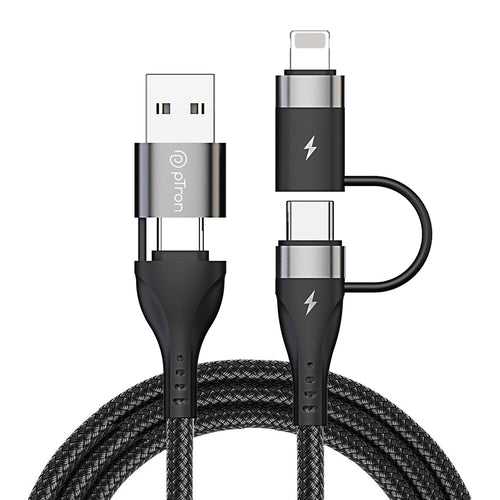 pTron Solero 4 in 1 Fast Charging USB Cabled(1M Black)