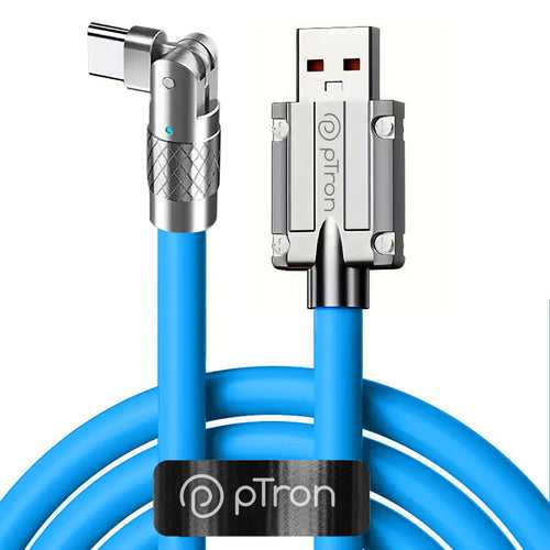 pTron Solero 60W USB to Type-C Fast Charging Cable, 180 Degree Rotating (1M, Blue)