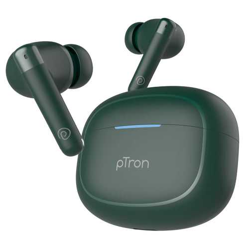 pTron Bassbuds Duo Pro TWS Earbuds with HD Mic (Green)