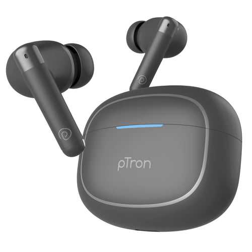 pTron Bassbuds Duo Pro TWS Earbuds with HD Mic (Grey)