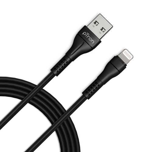 pTron Solero i241 USB-A to iOS Fast Charging Cable Compatible with iOS Phones (Round, 1M, Black)