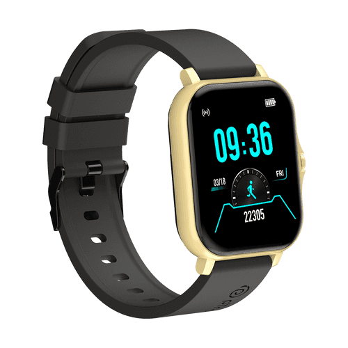 pTron Pulsefit P261 Bluetooth Calling Smartwatch with 4.3 cm Full Touch Color Display, Real Heart Rate Monitor, SpO2, 150+ Watch Faces, 5 Days Battery Life Fitness Trackers & IP68 Waterproof (Black/Gold)