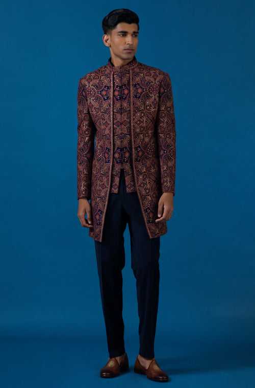 Farrukh Navy Blue Indo-Western