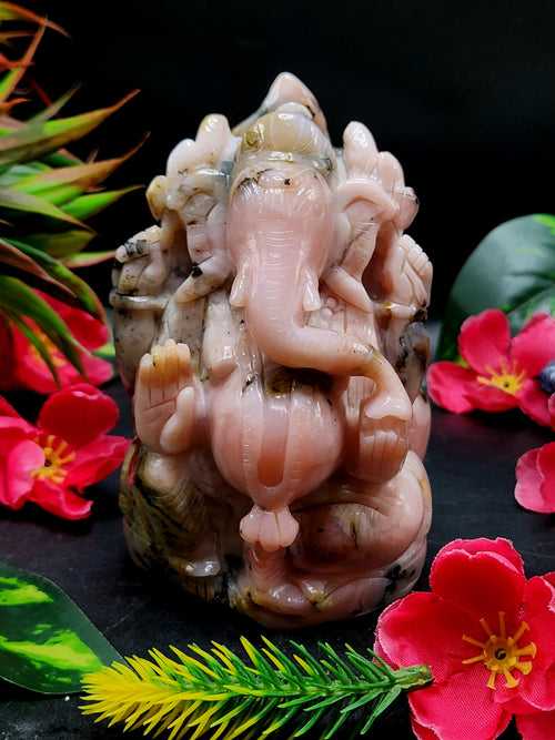 Pink Opal Ganesh - Serenity and Spiritual Grace in Divine Harmony