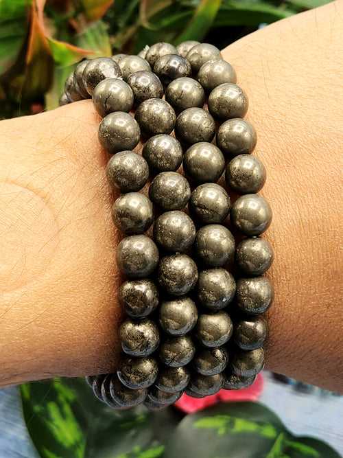 Pyrite Bracelet - Harnessing Vitality and Empowerment with the 8mm Bead Bracelet