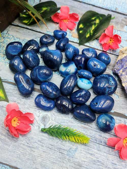 Blue Onyx Tumbles - A Gateway to Tranquility and Protection | Crystal | Gemstone | Reiki | Chakra Healing | Lot of 28 pieces