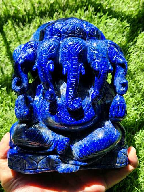 Lapis Lazuli Panchmukhi Ganesh Statue - A Divine Fusion of Wisdom and Spiritual Illumination | Reiki/Chakra/Healing/Energy | Home Decor