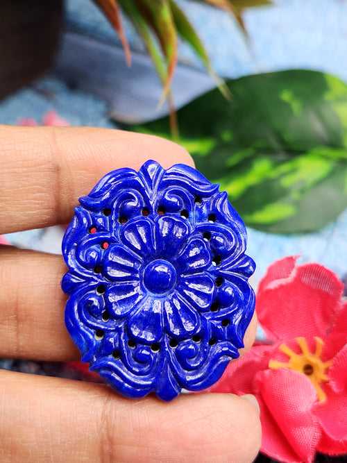 Lapis Lazuli Pendant in Mughal Floral Design - Eternal Elegance | Gemstone Necklace | Birthday Gift | Valentine gift | Mother's Day gift