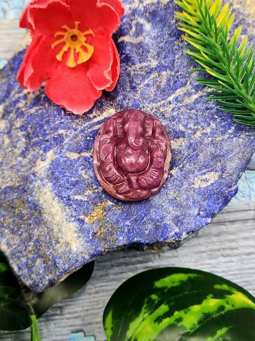 Ruby Ganesha Carving Pendant - A Timeless Accessory for Spiritual Strength and Protection | Gemstone Pendant | Birthday Gift | Daughter's Day Gift | Mother's Day Gift