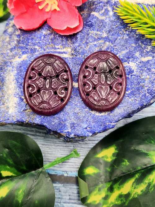 Floral Carved Ruby Stone Pair for Earrings or Pendant - History, Symbolism and Modern Appeal