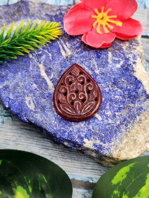Ruby Floral Carving Pendant - Strengthening Relationships and Promoting Stability | Gemstone Pendant | Birthday Gift | Daughter's Day Gift | Mother's Day Gift