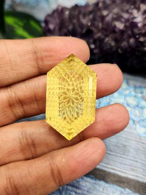 Lemon Quartz Geometric Design Pendant - Radiant Elegance | Gemstone Pendant | Birthday Gift | Daughter's Day Gift | Mother's Day Gift