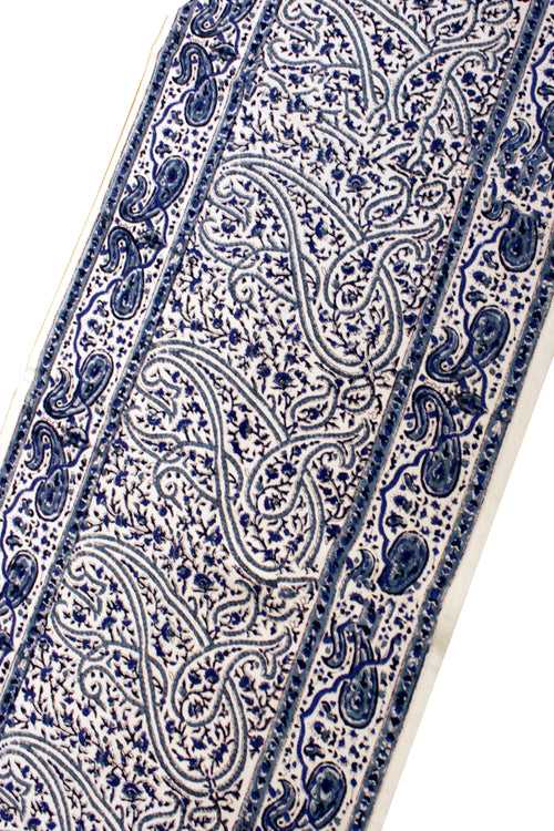 Paisley Jaal Block Print Table Runner in Grey