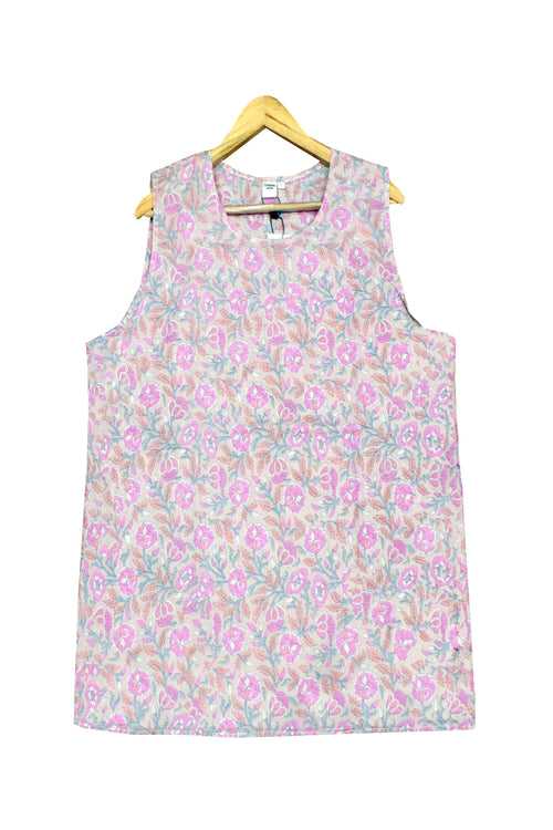 Cotton Flower Jaal Sleeveless Top in Powder Pink