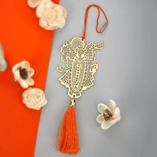 Shrinathji Hanging Accessories for Car rear view mirror Decor in Brass