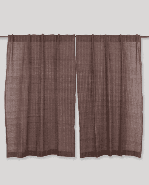 IR Rain Dobby Cotton Handloom Curtain - Brown - Single Piece - 4X3 Feet