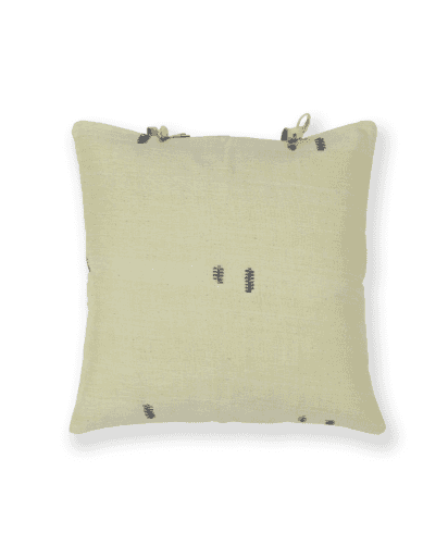 Seaweed Buta Cotton Handloom Cushion - Yellow - 16X16 inches - Single Piece