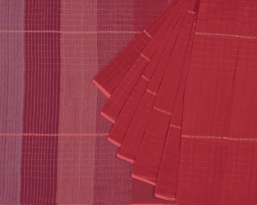 Trinket Dobby Cotton Handloom Saree – Red