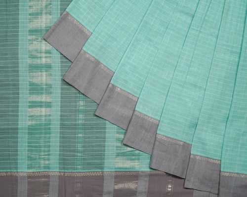 Phool Zari Dobby Cotton Handloom Saree - Sky Blue