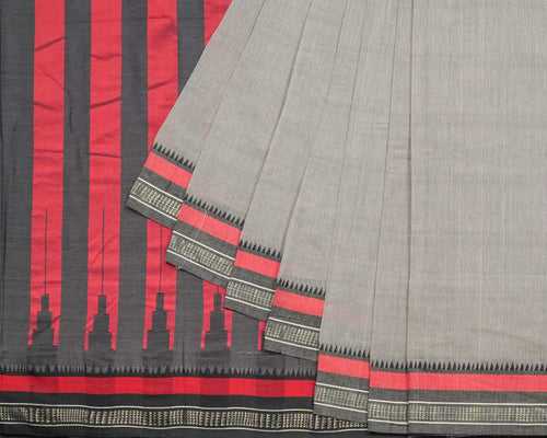 Crescendo Dobby Cotton Handloom Saree -  Grey