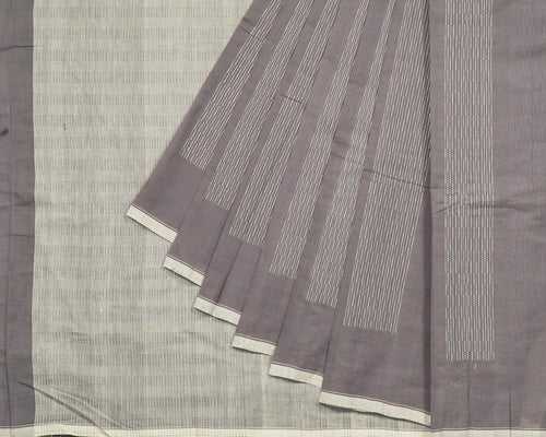 Jazz Ballakammi Cotton and Handspun Handloom Saree -  Dark Grey