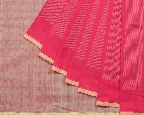 Jazz Ballakammi Cotton and Handspun Handloom Saree -  Pink