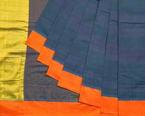 Kuppadam Regular Cotton and Handspun Handloom Saree -  Blue